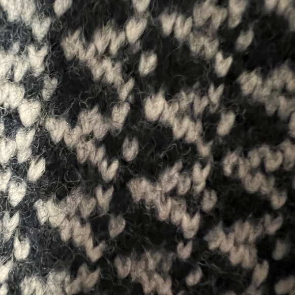 Harmonica Madewell wool pullover large EUC diamond print blue boxy pockets - Picture 7 of 11